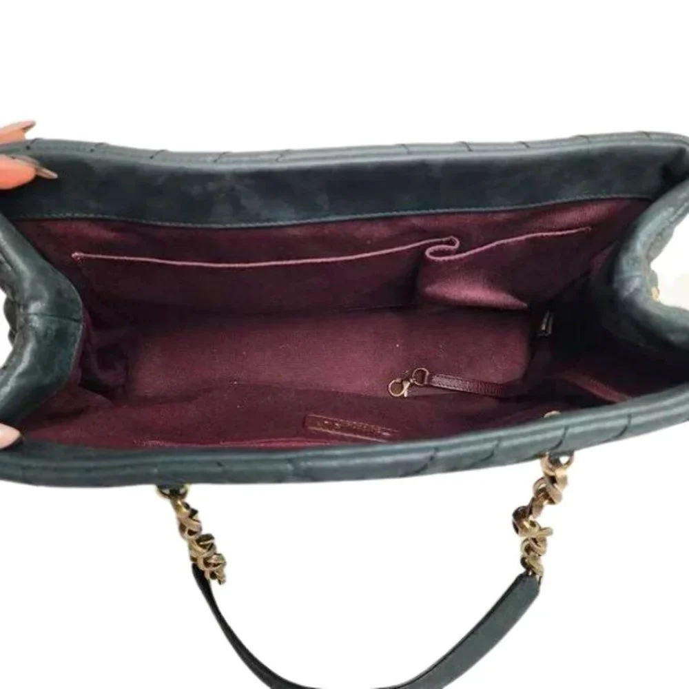 CHANEL Surpique CC Charm Tote Chevron Iridescent Calfskin Large Shoulder Bag